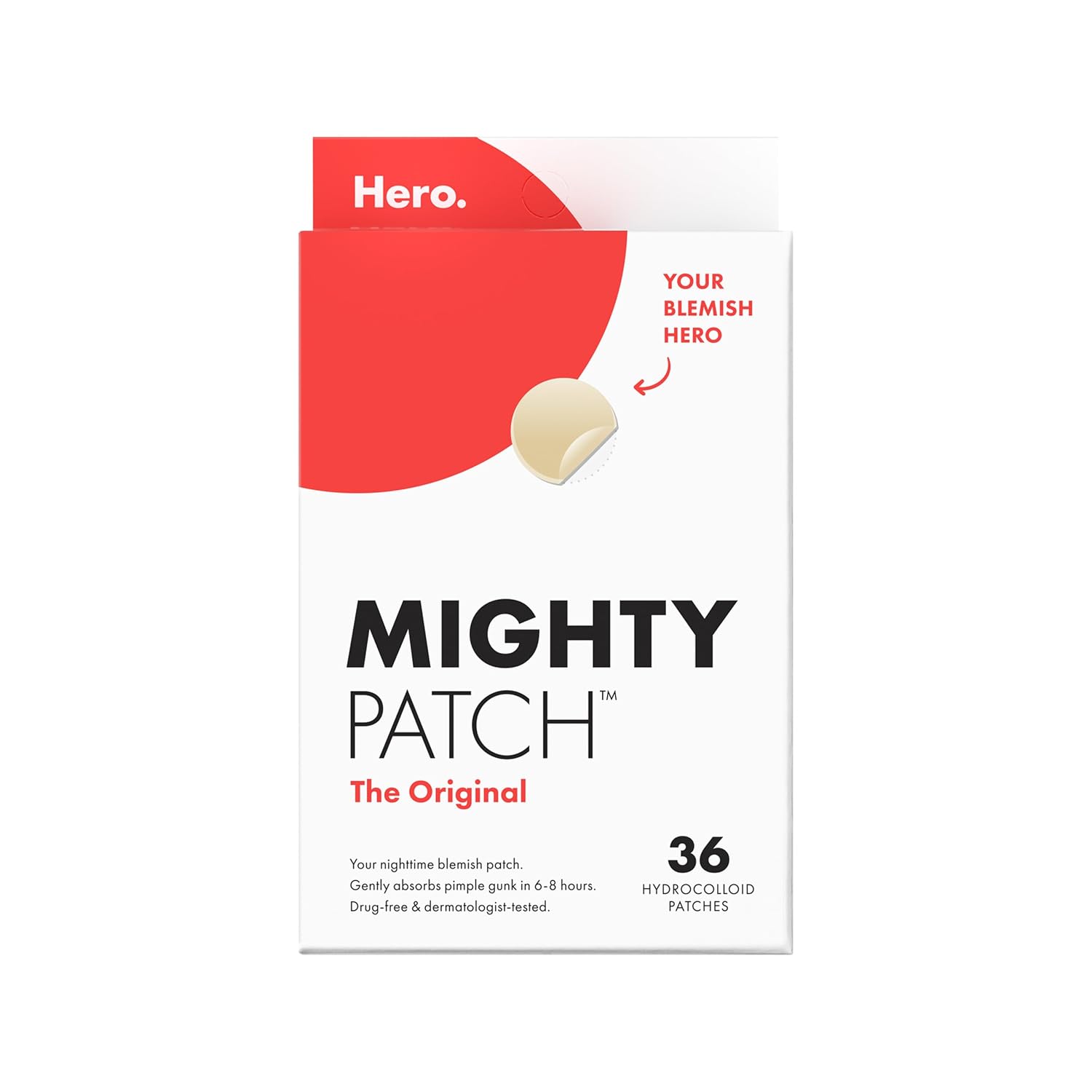 Mighty Patch Hero Cosmetics Original Nighttime Acne Pimple Patches, 36 Ct