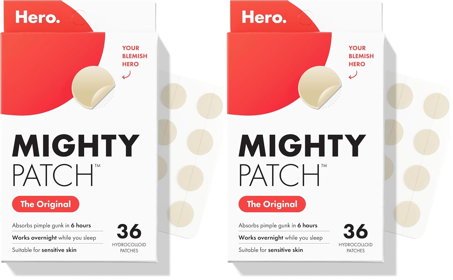 Mighty Patch Hero Cosmetics Original Nighttime Acne Pimple Patches, 36 Ct