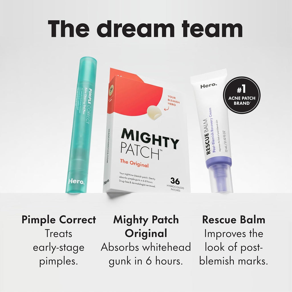 Mighty Patch Hero Cosmetics Original Nighttime Acne Pimple Patches, 36 Ct
